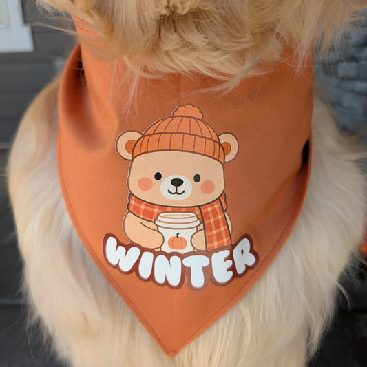 PSL Cozy Fall Bear Dog Bandana with Custom Name