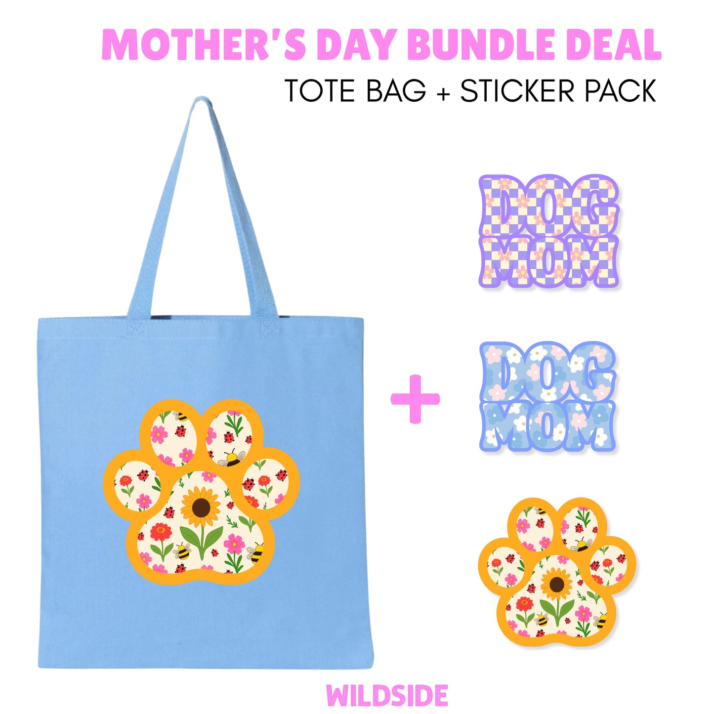 Flower Garden Paw Tote Bag- Mother's Day Bundle Deal