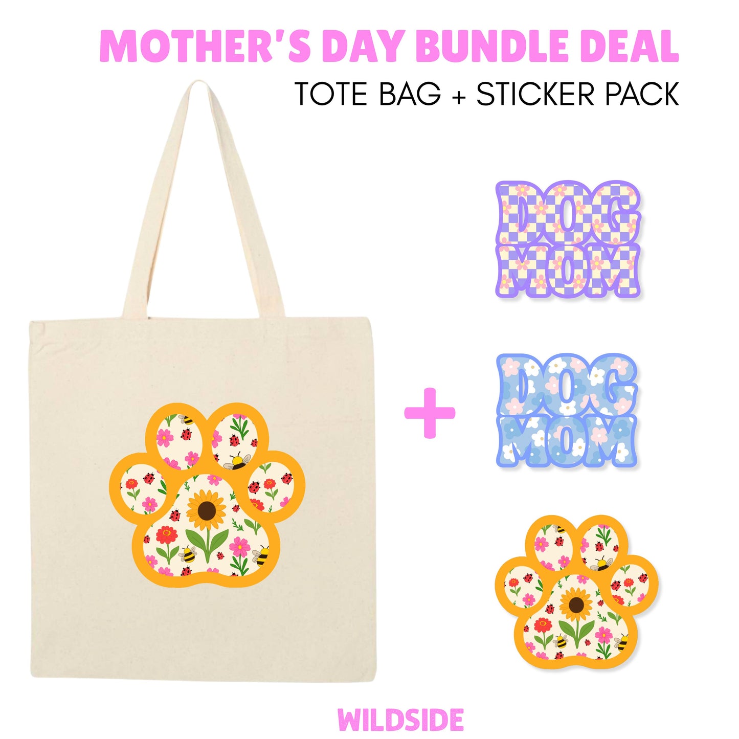 Flower Garden Paw Tote Bag- Mother's Day Bundle Deal