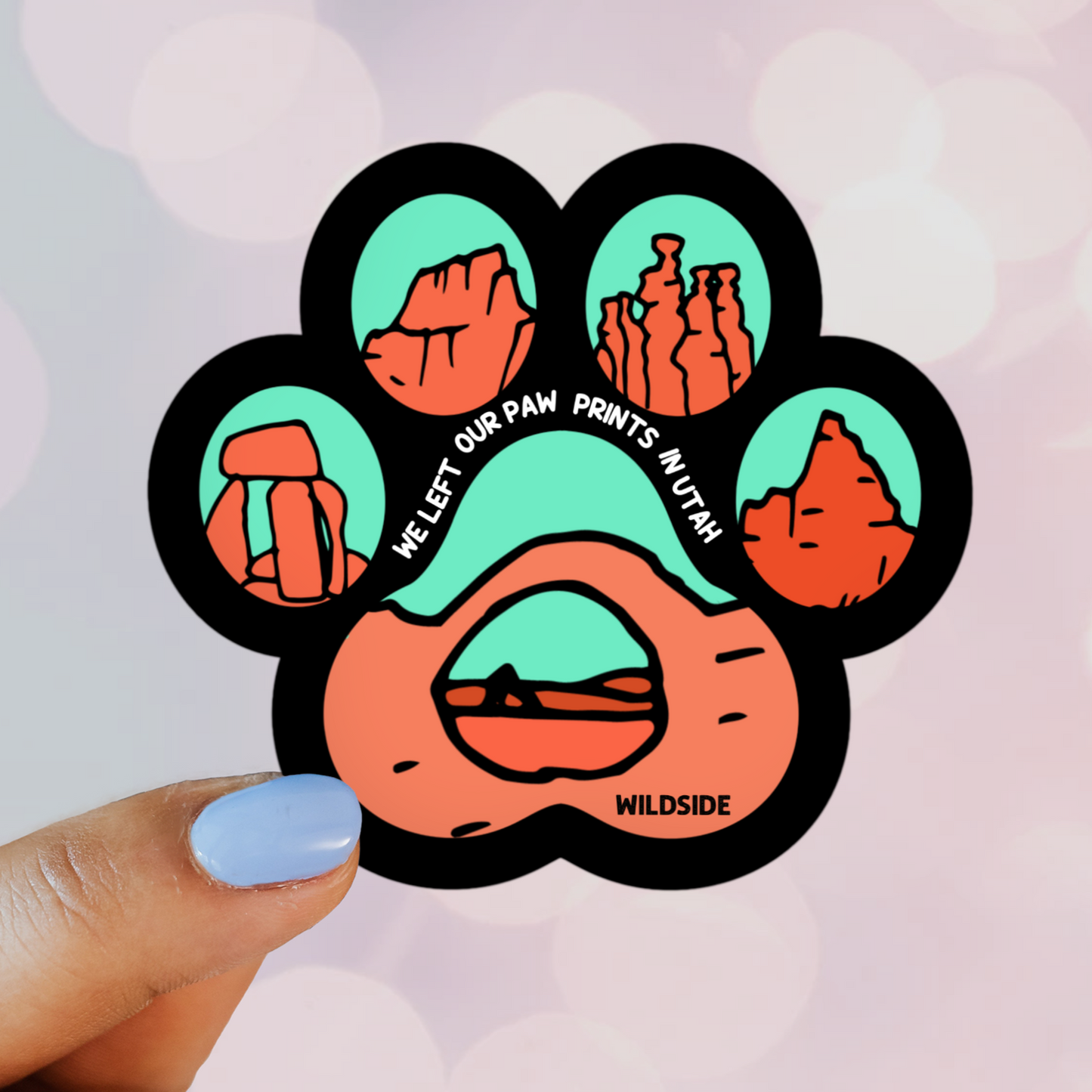 dog paw sticker, mint dog paw, arches national park gift shop, national park gifts, adventure gifts, hiking gifts, dog mom sticker