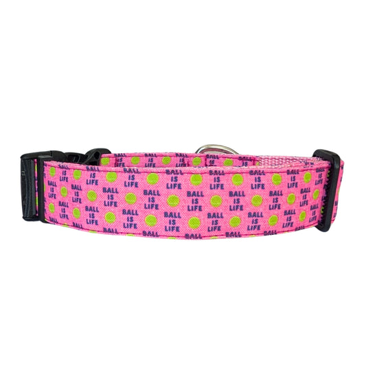 Ball is Life Durable Dog Collar (hot pink)