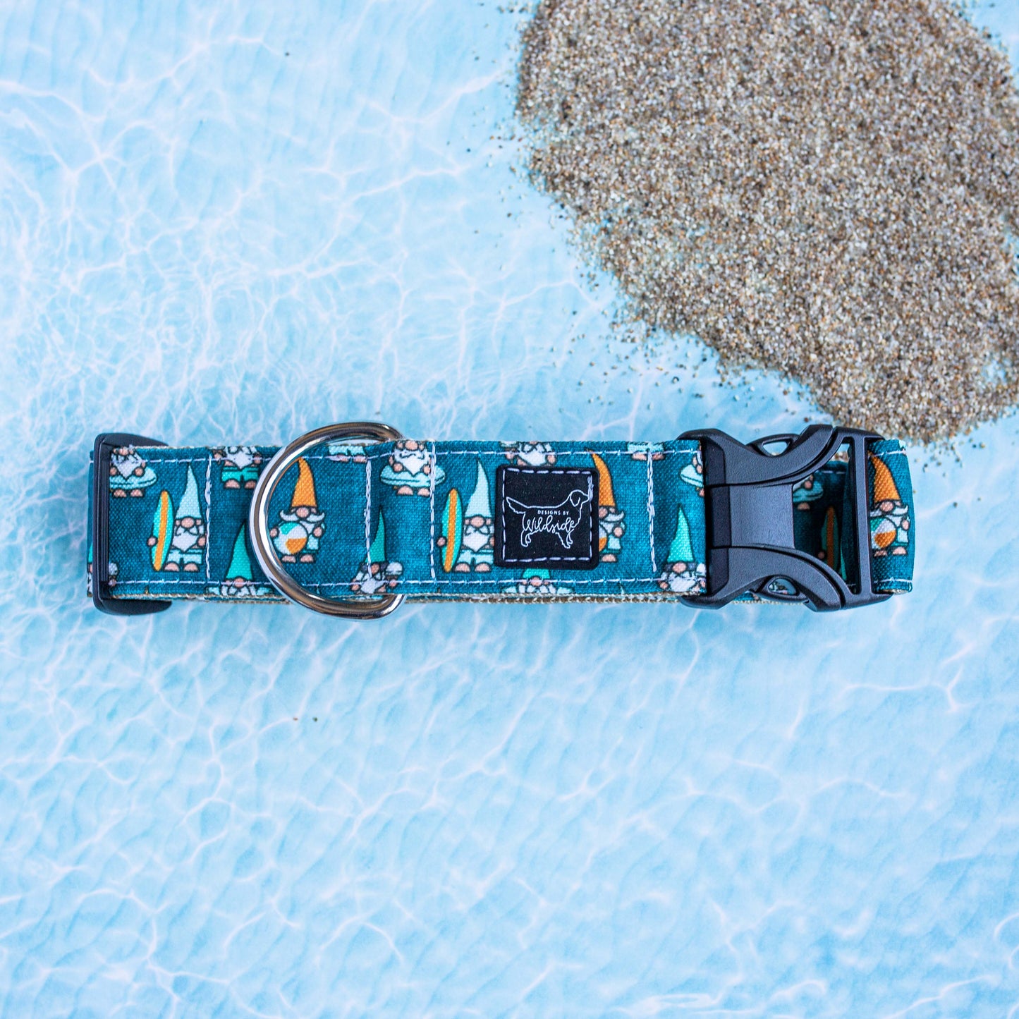 Surf's Up Gnomes - Eco Canvas Collar (dark teal)