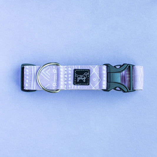 Lilac Mud Cloth Rust Proof Dog Collar