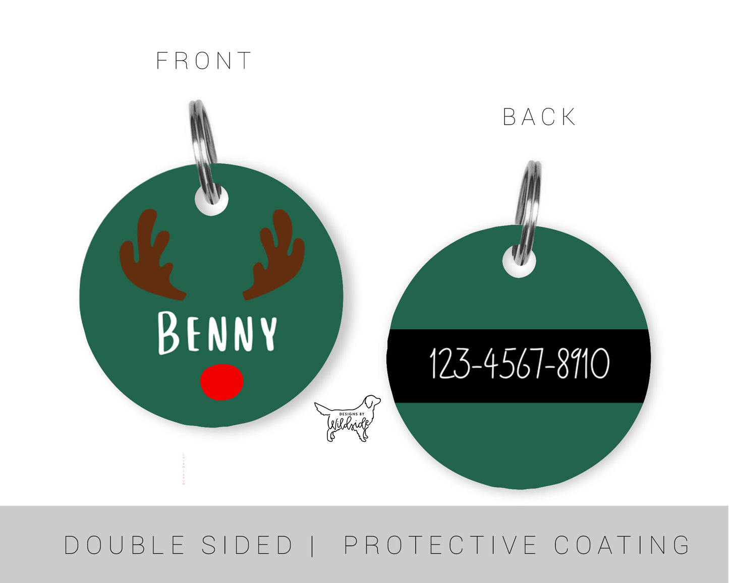 Reindeer Custom Dog ID Tag