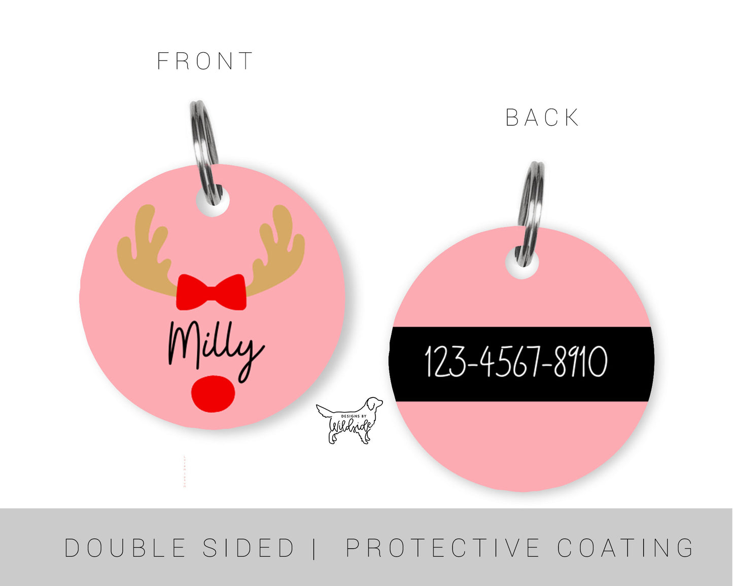 Reindeer Girl Custom Dog ID Tag