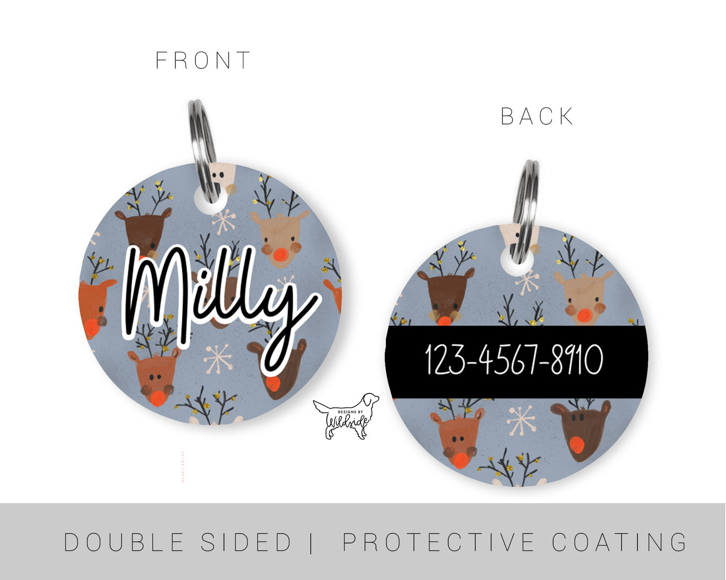 Reindeer Friends Custom Dog ID Tag