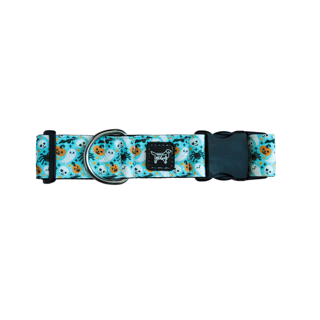 Kawaii Spooky Friends Eco-Canvas Dog Collar (blue)