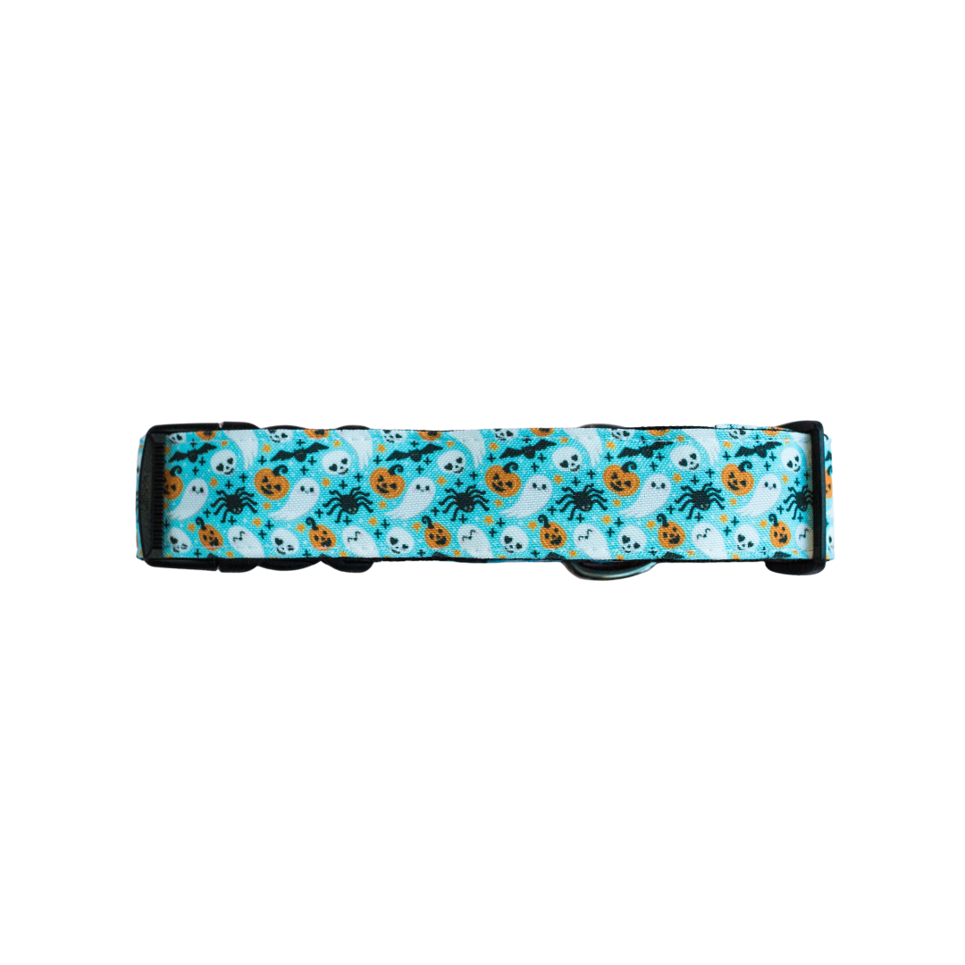 Kawaii Spooky Friends Eco-Canvas Dog Collar (blue)
