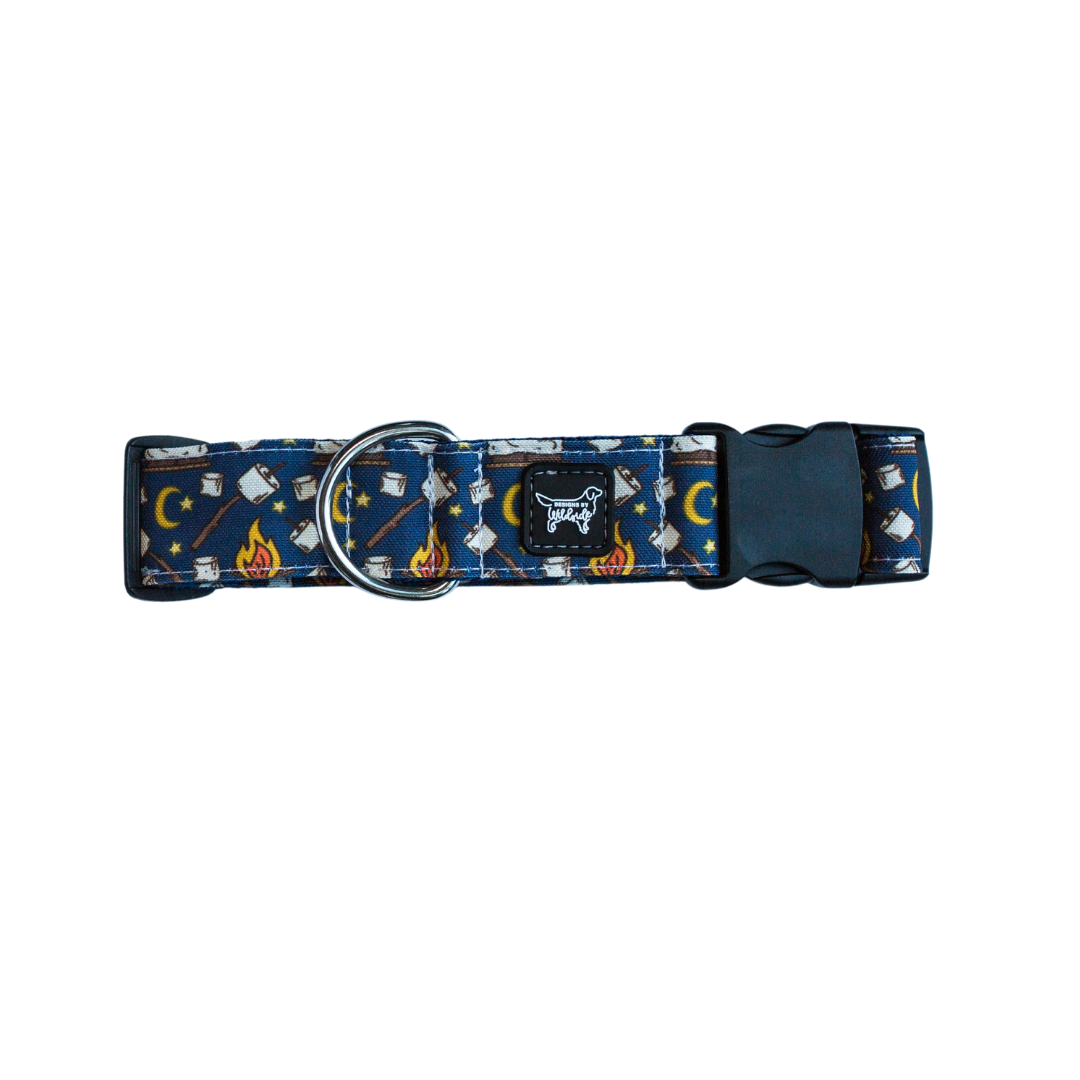 Campfire Smores Eco-Canvas Dog Collar (navy)