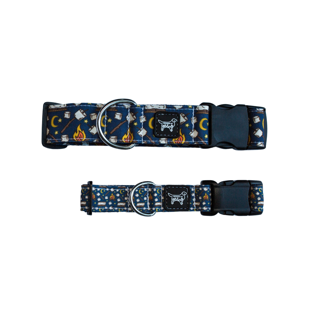 Campfire Smores Eco-Canvas Dog Collar (navy)