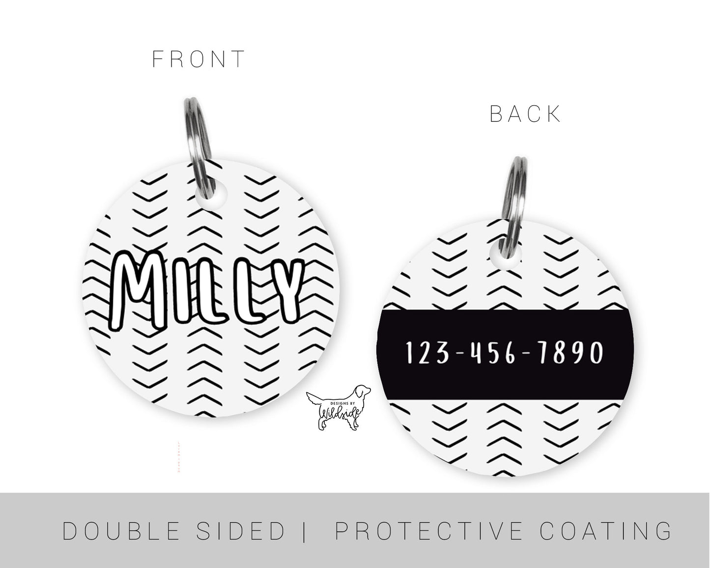 Off White & Black Boho Custom Dog ID Tag