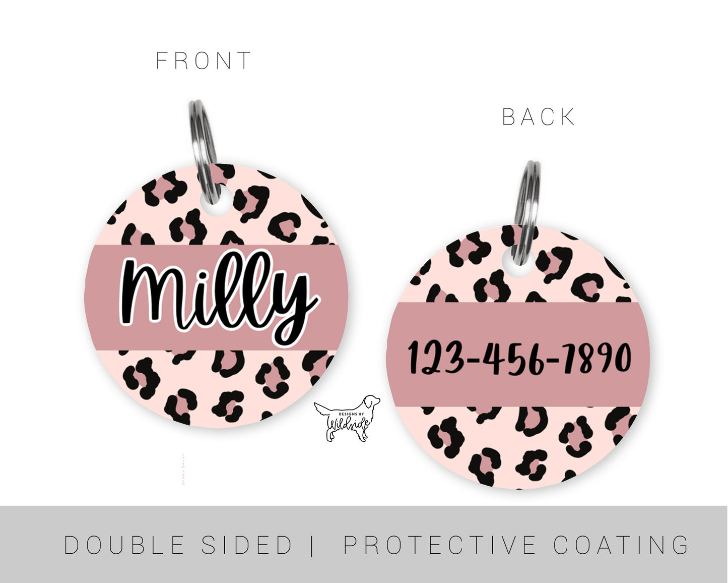 Blush Pink Leopard Custom Dog ID Tag