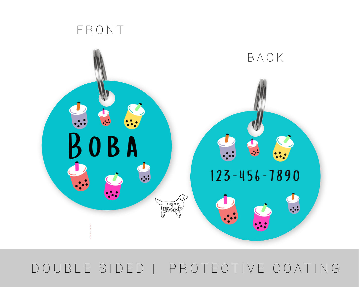 Boba Custom Dog ID Tag (Teal)