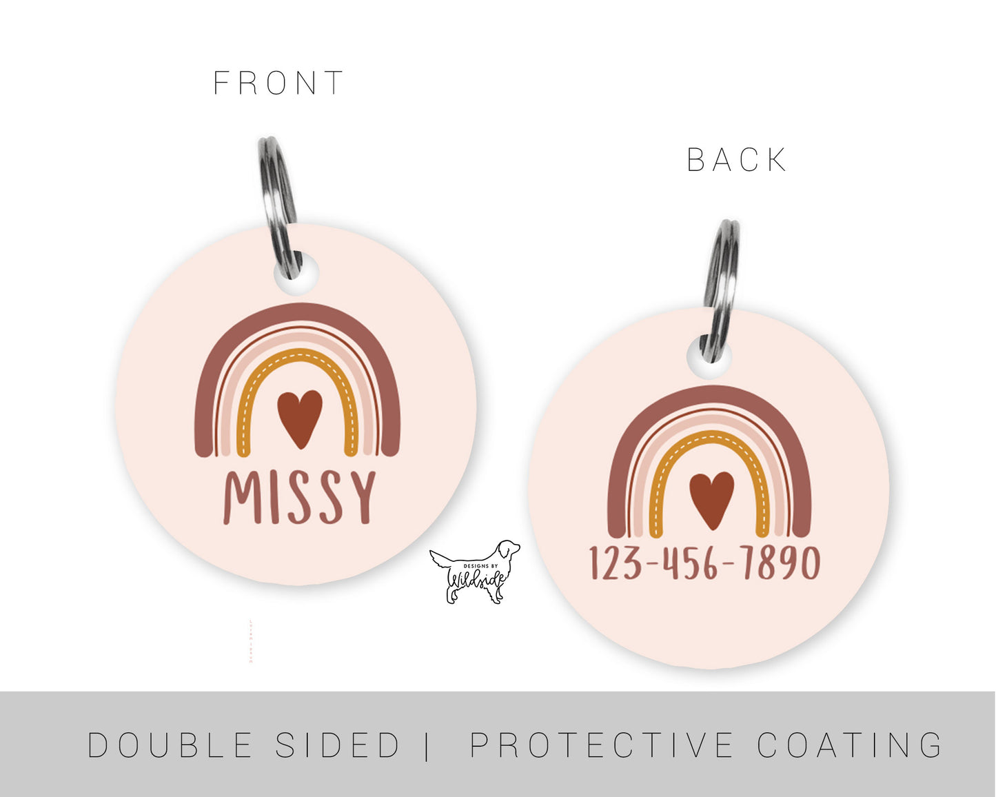 Nude Boho Rainbow Custom Dog ID Tag