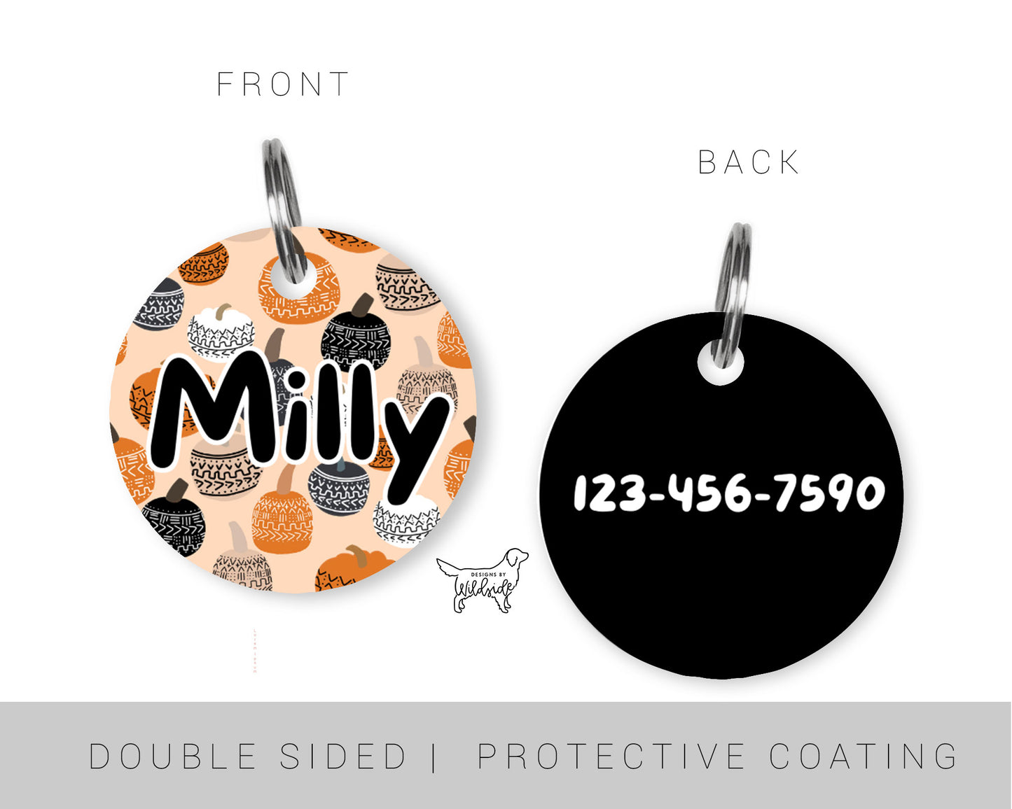 Fall Boho Pumpkins Custom Dog ID Tag