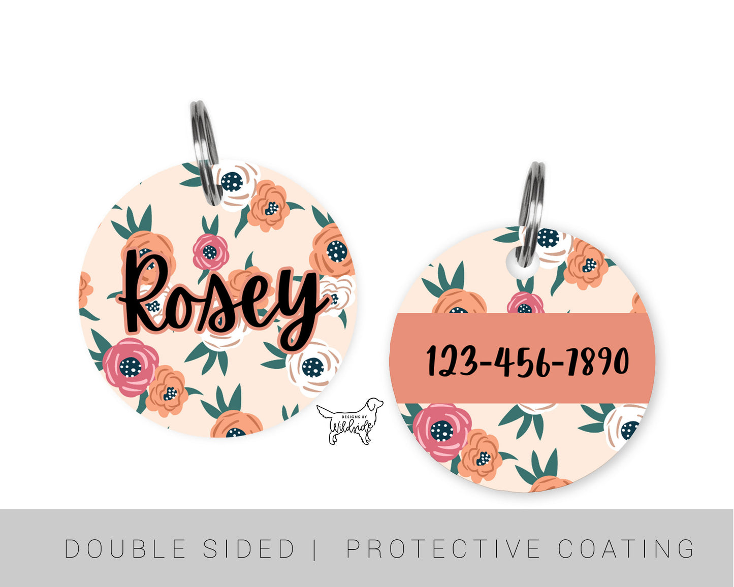 Cream Rosa Custom Dog ID Tag