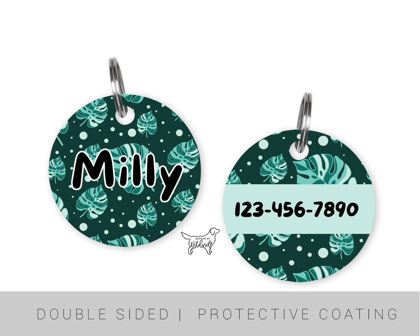 Variegated Monstera Custom Dog ID Tag