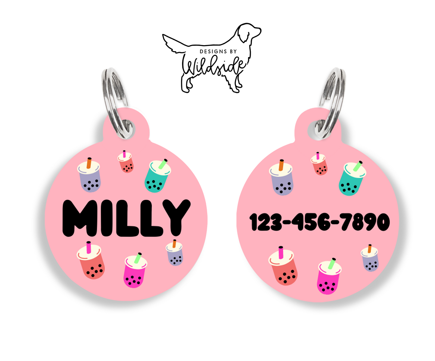 Pink Boba Dog ID Tag