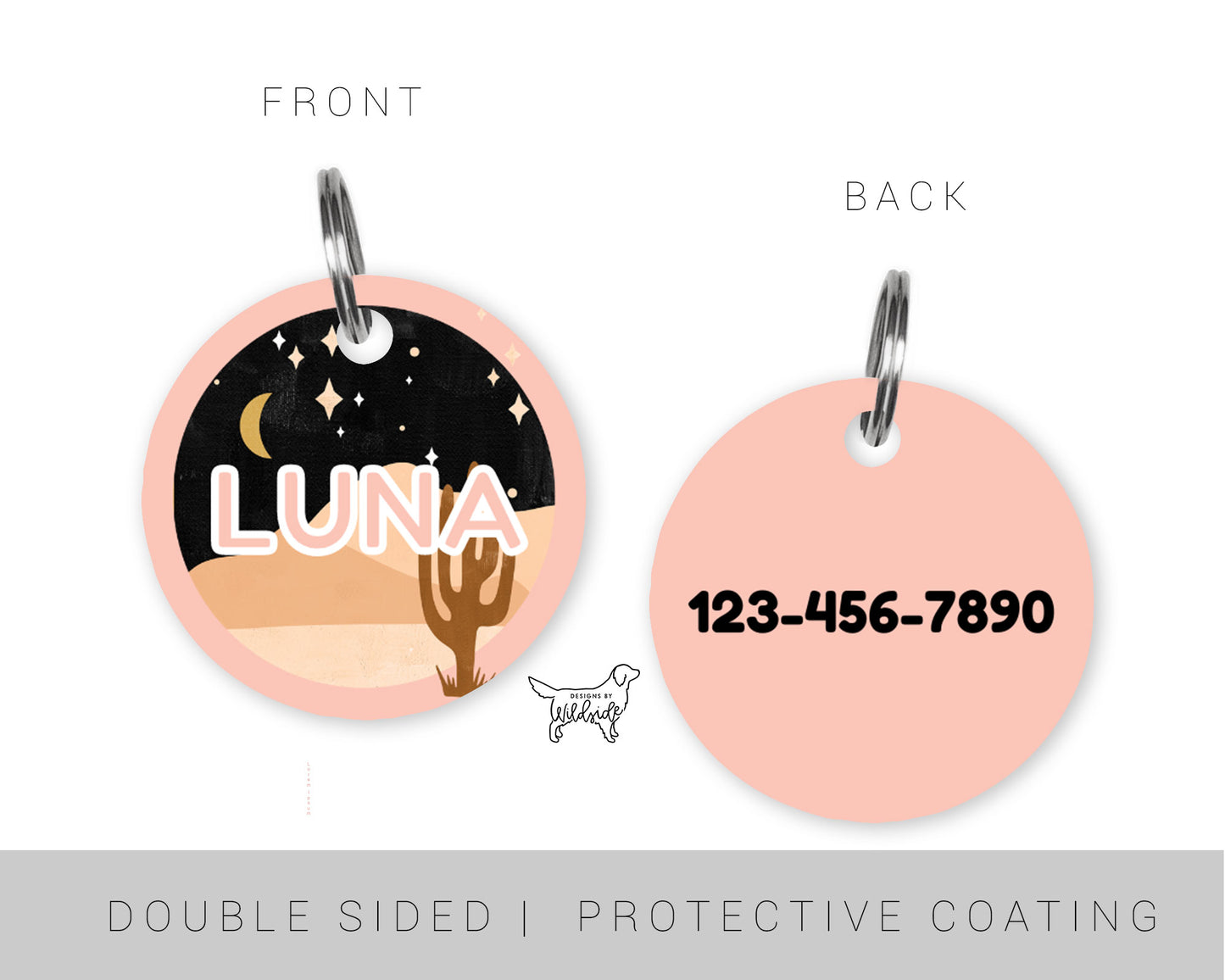 Pink Desert Night Custom Dog ID Tag