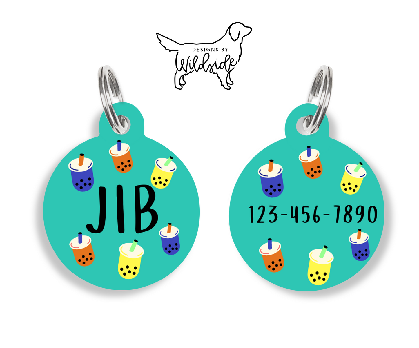 Teal Boba Dog ID Tag