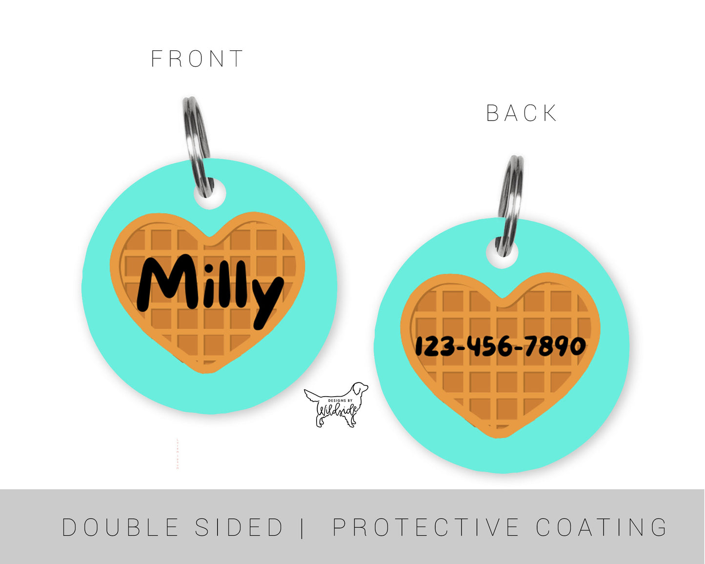 Waffle Custom Dog ID Tag (Mint)