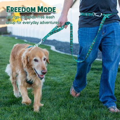 Dino Christmas Hands-Free Body Leash for Dogs — Lightweight, Adventure-Proof & Adjustable Holiday Dog Leash