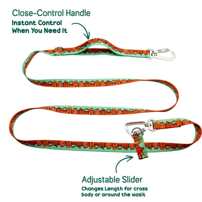We Love Utah (mint) Hands-Free Cross Body Dog Leash – Utah National Parks Inspired | 4-Way Adjustable