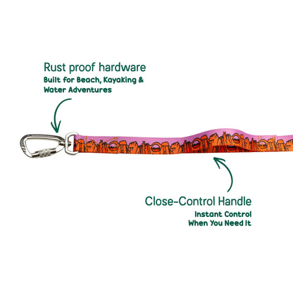 We Love Utah Dog Leash with Traffic Handle (lilac)- 6 Ft Rust Proof Adventure Leash