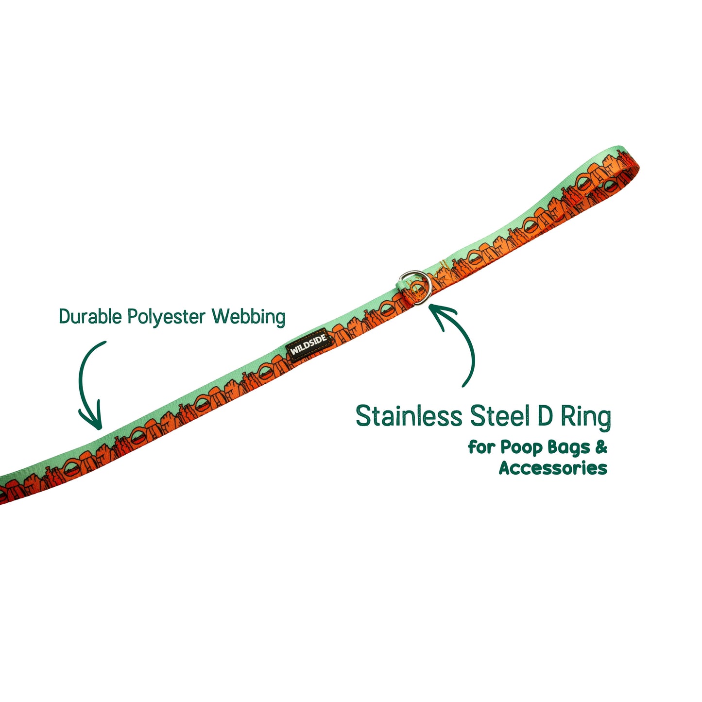 We Love Utah Dog Leash with Traffic Handle (mint)- 6 Ft Rust Proof Adventure Leash