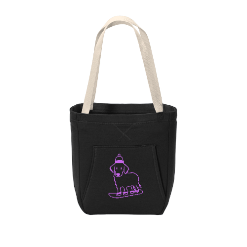 Snowboarding Puppy Sweater Tote Bag