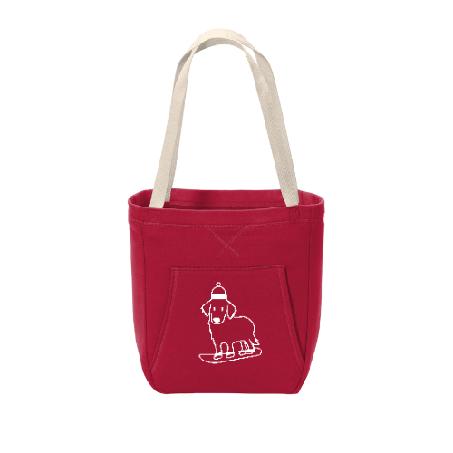 Snowboarding Puppy Sweater Tote Bag