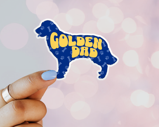 Blue Yellow Golden Retriever Dog Dad Sticker