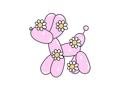 Bubble Gum Pink Ballon Dog Sticker