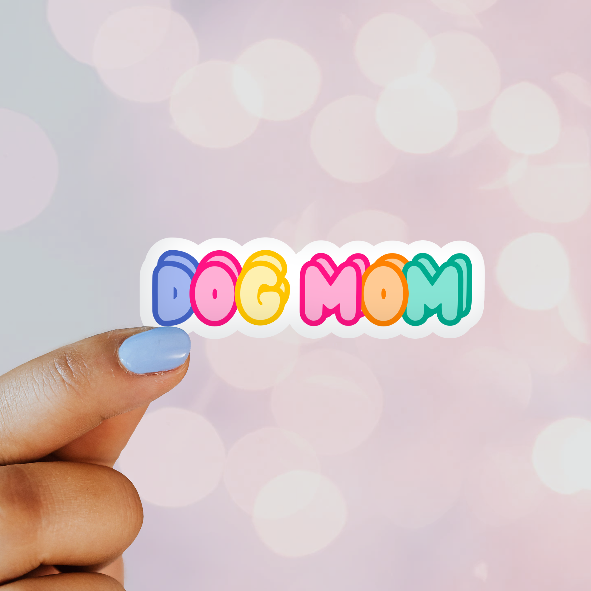 Colorful Dog Mom Block Sticker