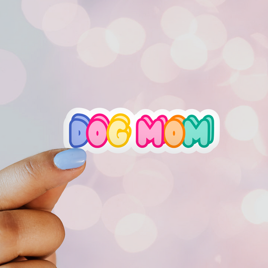 Colorful Dog Mom Block Sticker