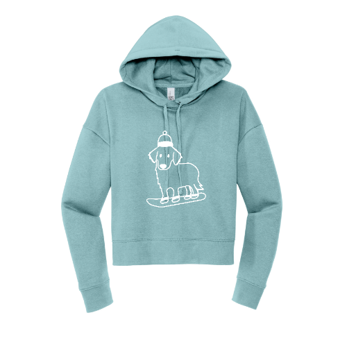 Snowboard Puppy Crop Top Hoodie