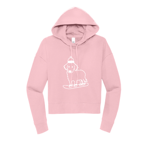 Snowboard Puppy Crop Top Hoodie