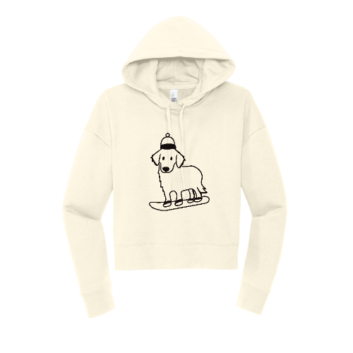 Snowboard Puppy Crop Top Hoodie