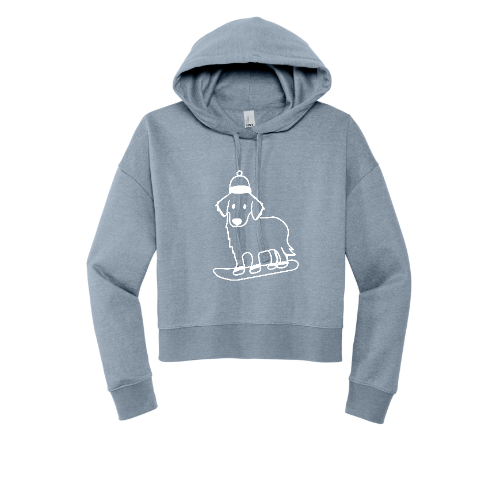 Snowboard Puppy Crop Top Hoodie