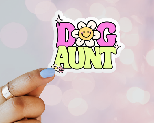 Happy Floral Dog Aunt Vinyl Sticker