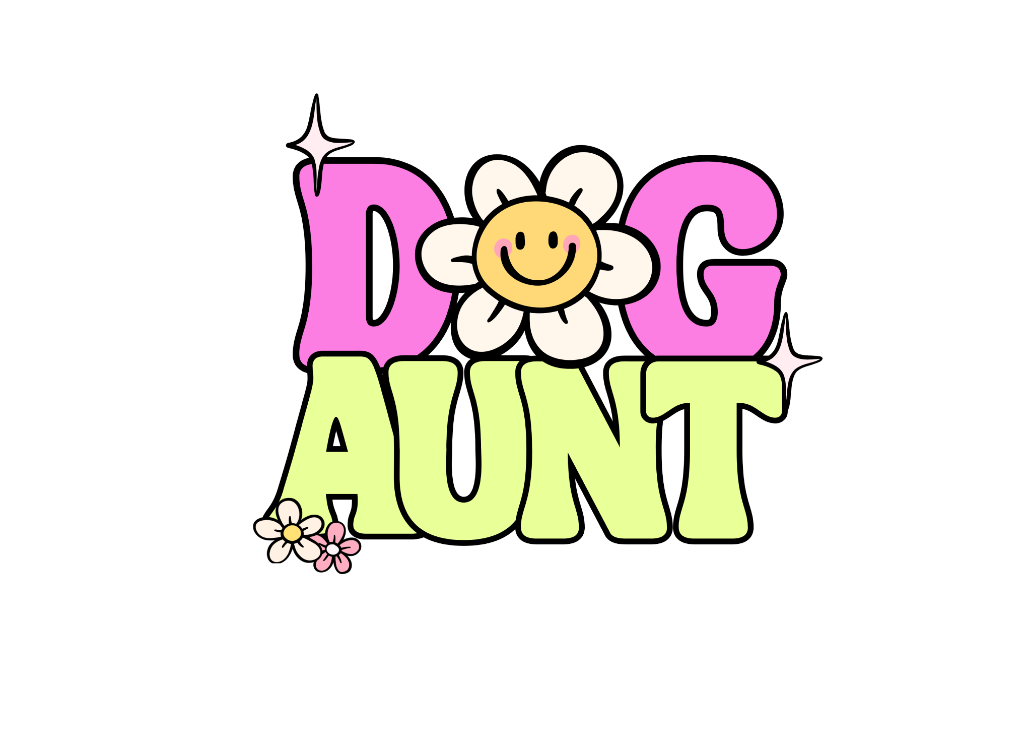 Happy Floral Dog Aunt Vinyl Sticker