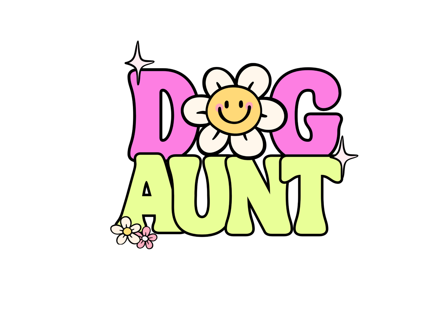 Happy Floral Dog Aunt Vinyl Sticker