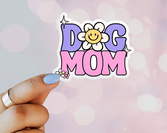 Happy Floral Dog Mom Sticker (Purple/Pink)