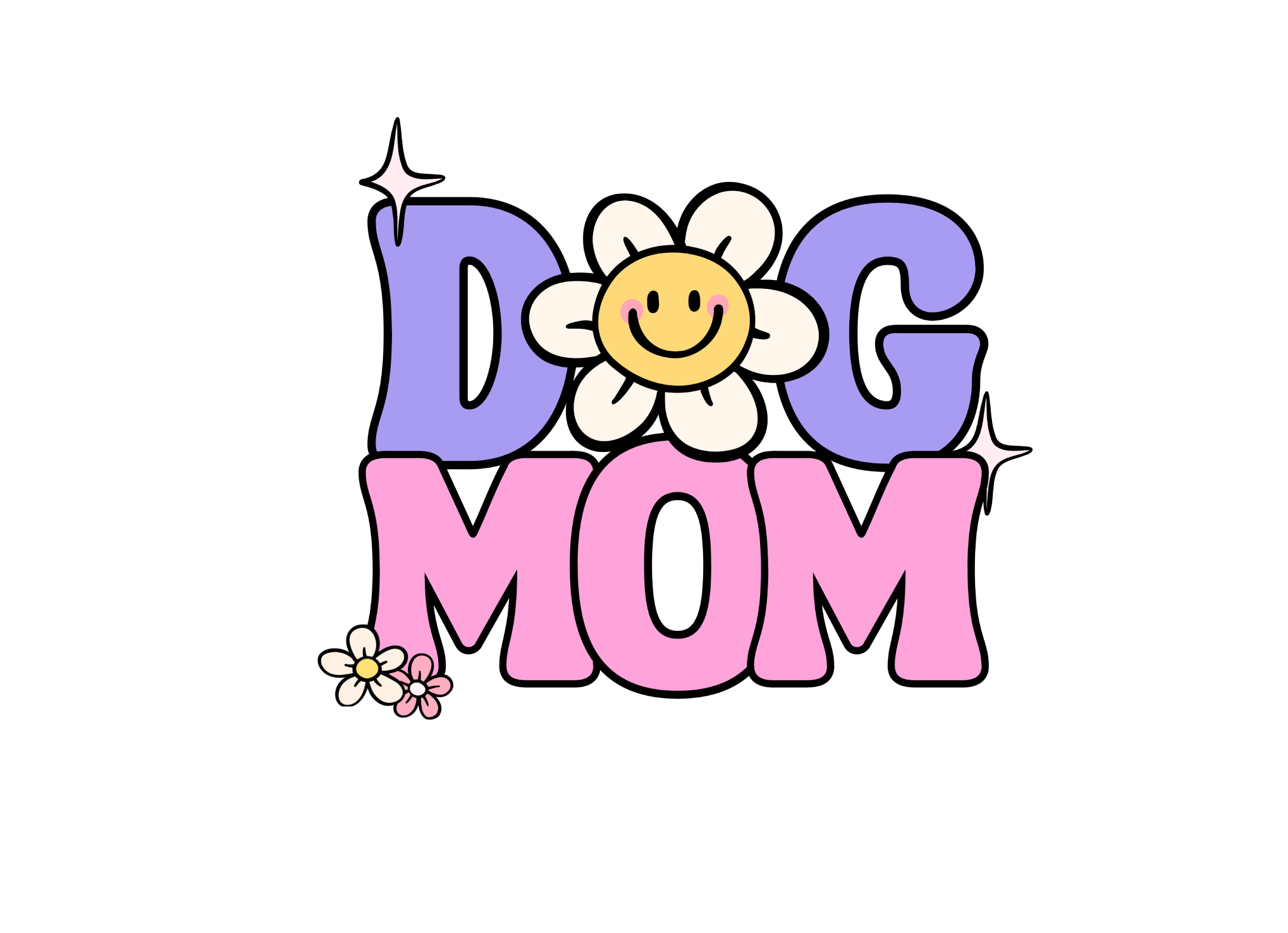 Happy Floral Dog Mom Sticker (Purple/Pink)