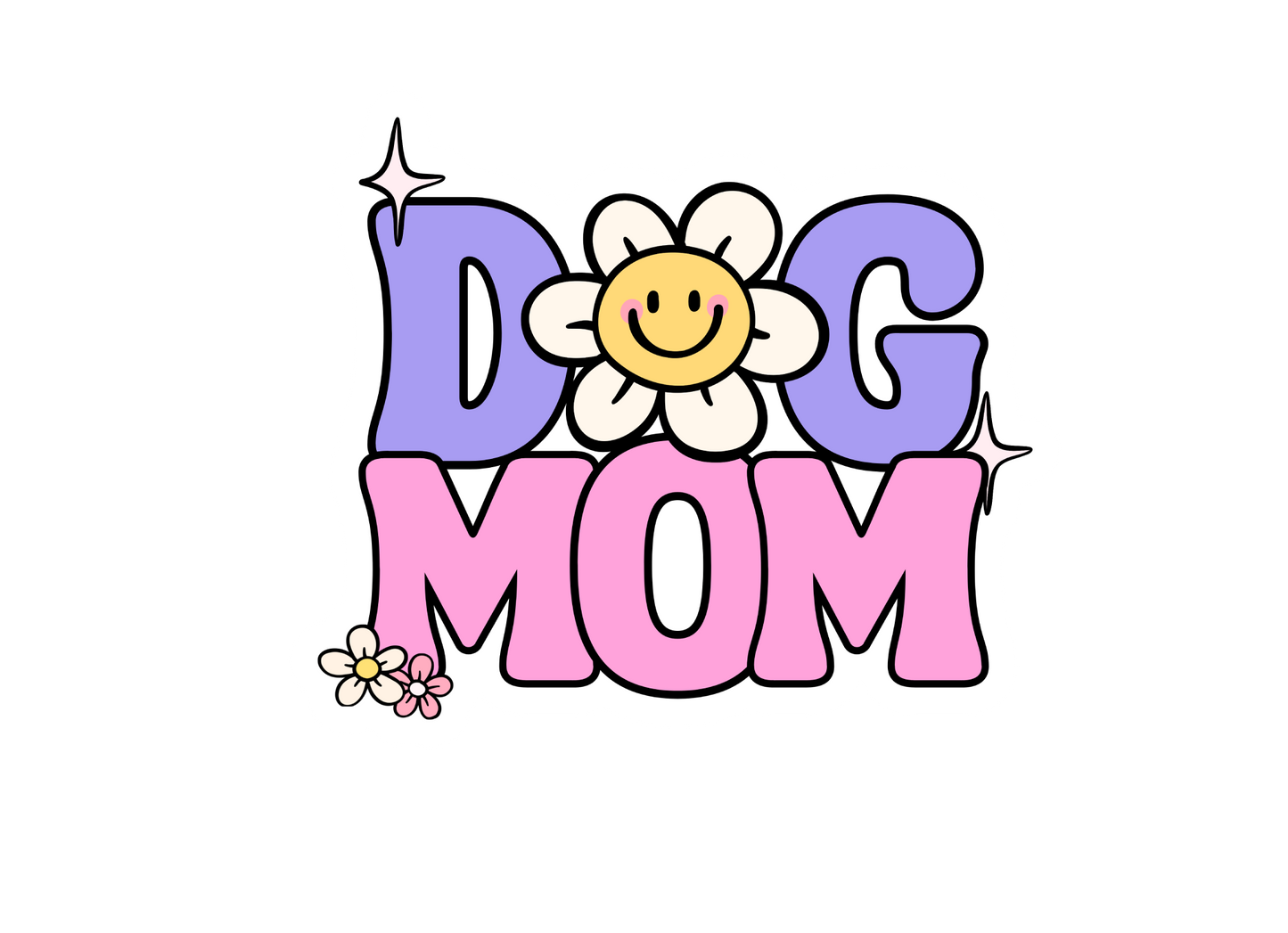 Happy Floral Dog Mom Sticker (Purple/Pink)