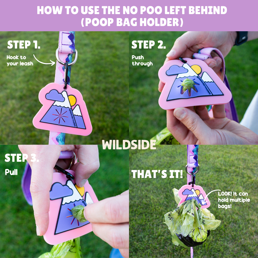 dog accessories, new puppy must have, dog walking, poop bag holder, handsfree poop bag holder, pink dog leash, mountain dog leash, mountain dog gear, hiking with dogs in utah, hiking dog accessories 