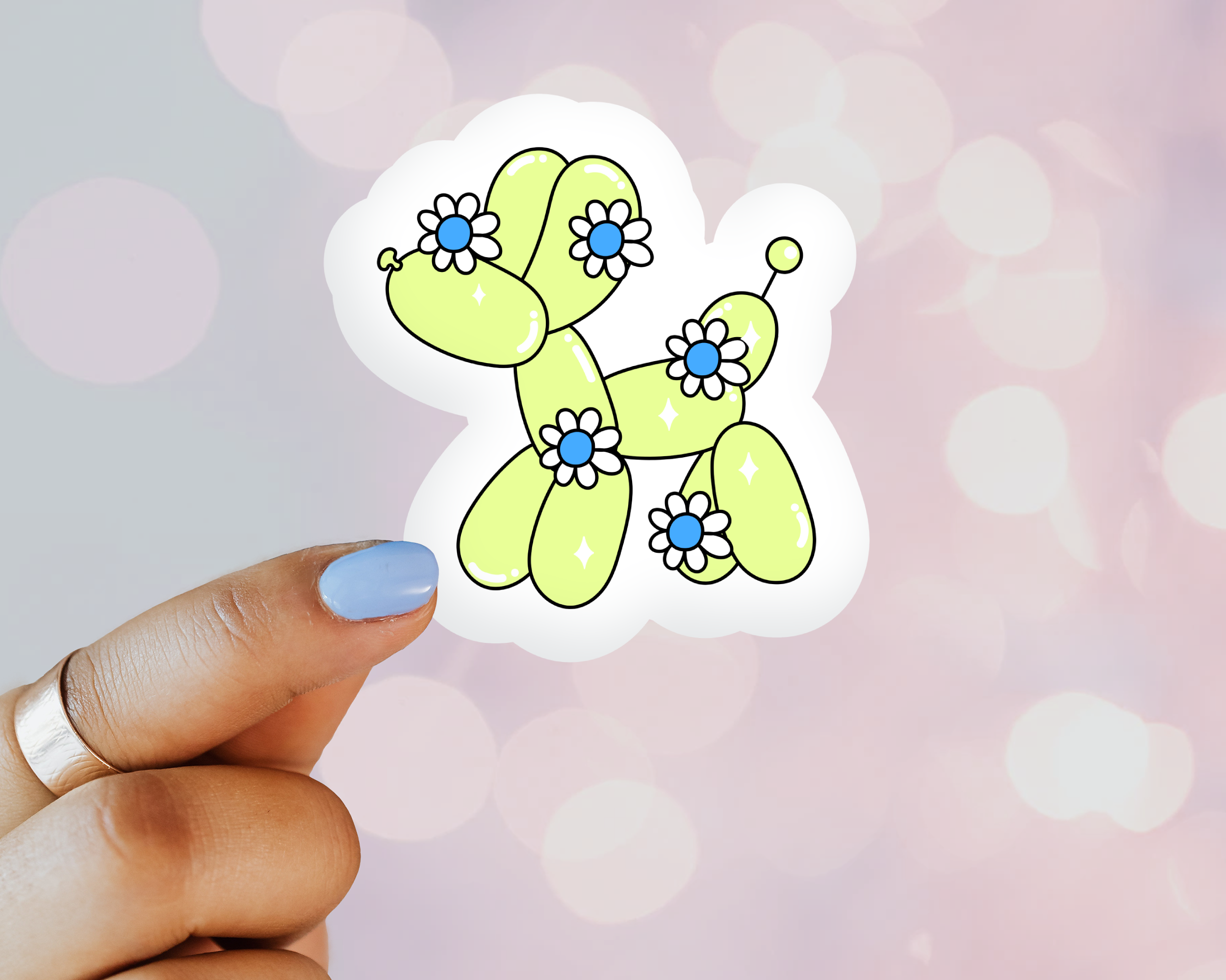 Neon Yellow Ballon Dog Sticker
