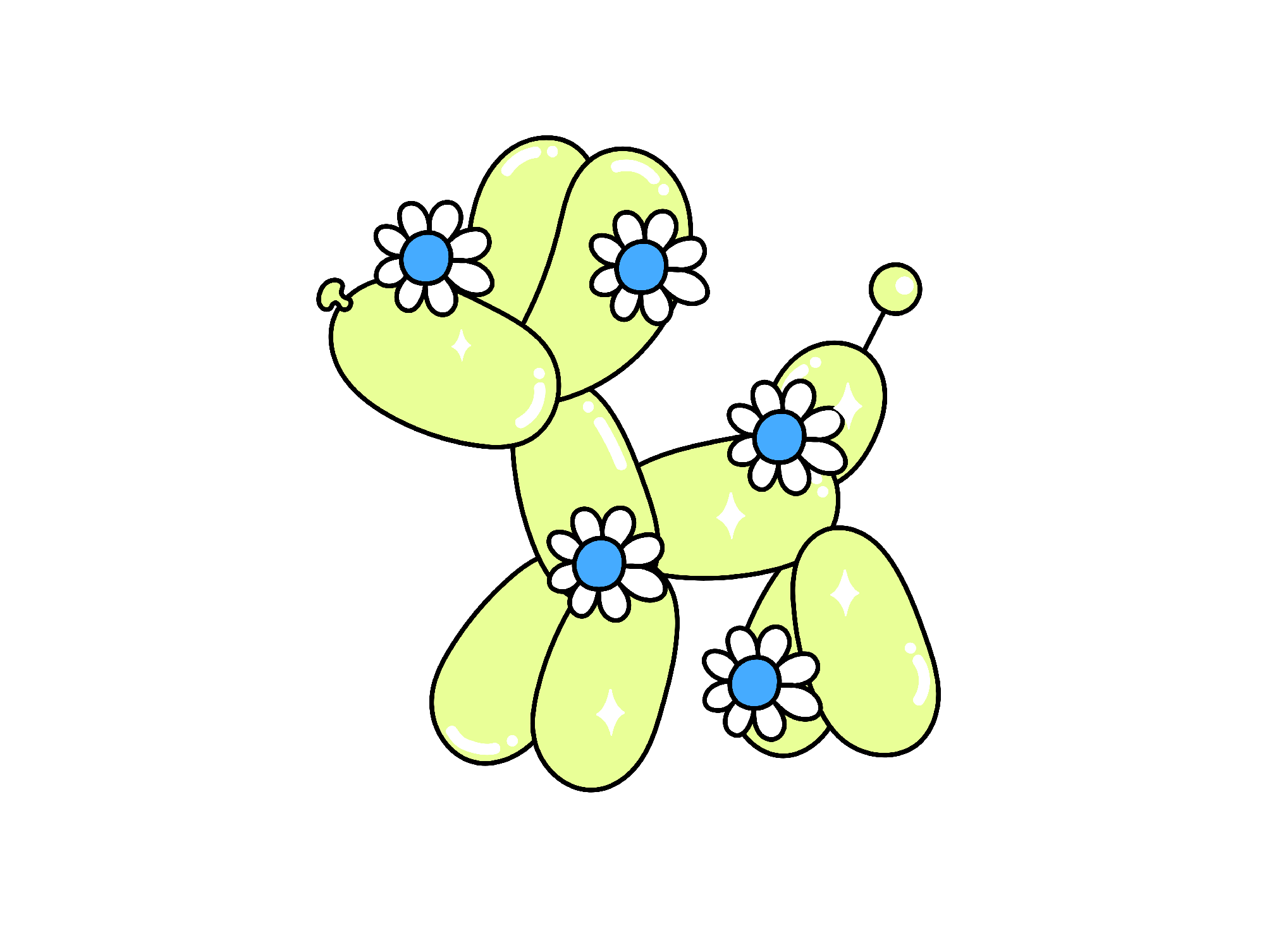 Neon Yellow Ballon Dog Sticker