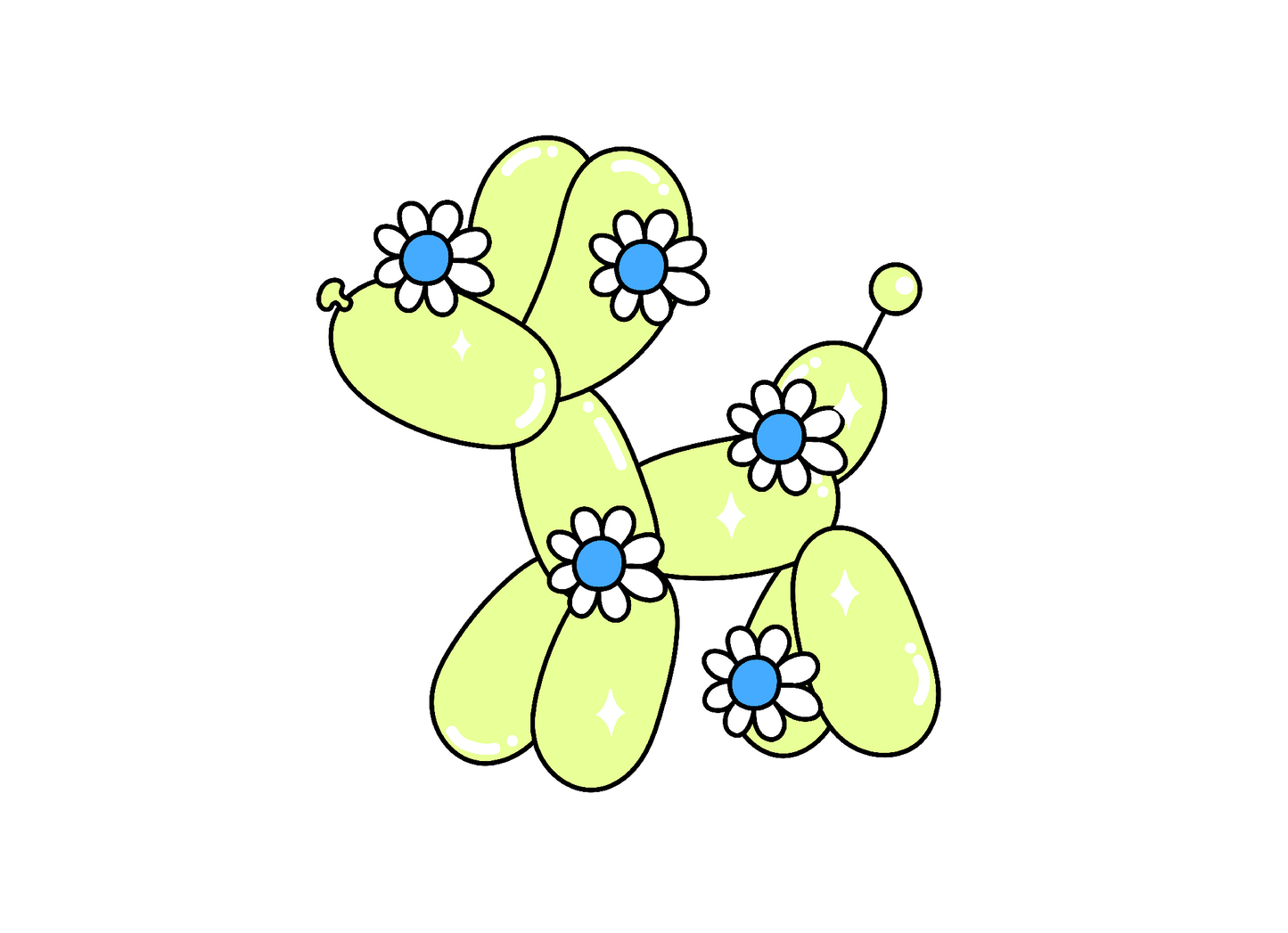 Neon Yellow Ballon Dog Sticker