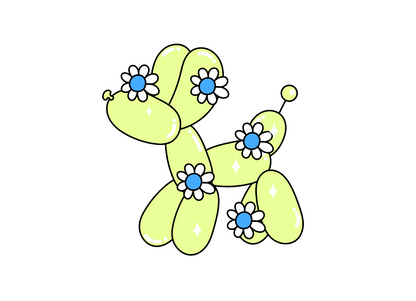Neon Yellow Ballon Dog Sticker